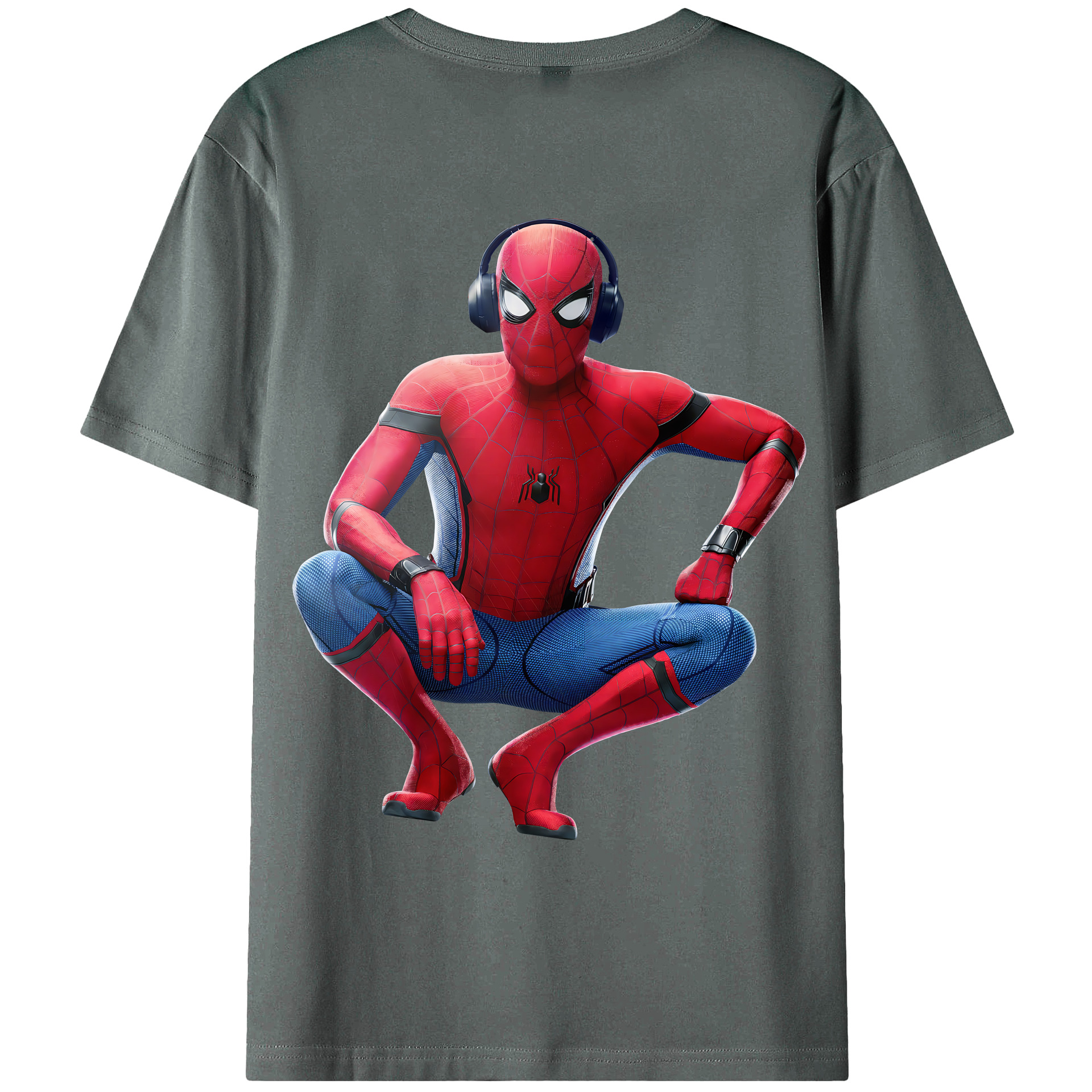 （画像用） Spider Man スパイダーマン 綿100％ メンズ半袖Tシャツ（バックプリント） 通気性